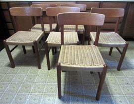 Teak & roped seat dining chairs (KD Furniture) - set of 6