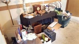 Bohemian Lamp, Table Clock, Upholstered Chair