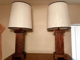 Pair of matching wood base lamps