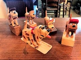 Hand carved wood dogs