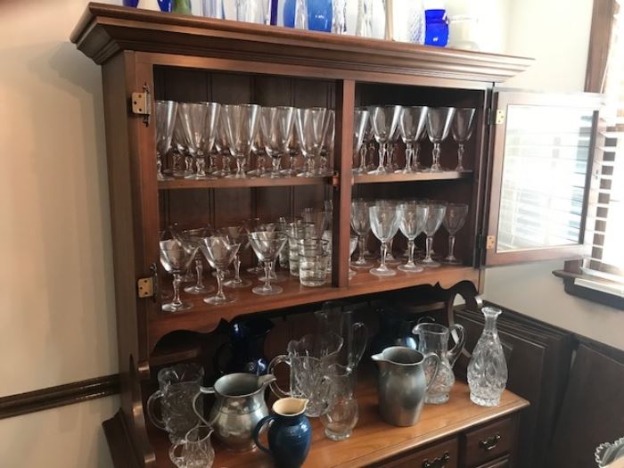 American Drew "Cherry Grove" China Cabinet, glassware, and lots of pitchers