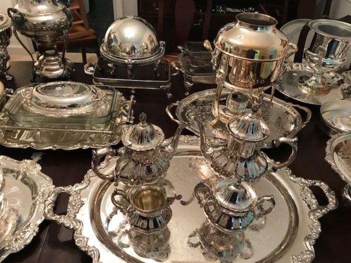Lots of silver on a Henkel-Harris table with 3 leaves