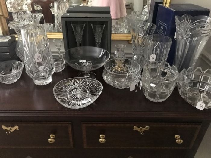 Closer look at the Waterford and other fine crystal.