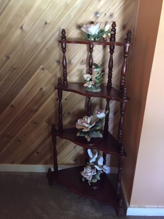 corner cabinet with china flowers