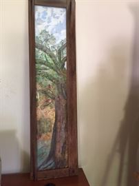 antique shutter framed tree