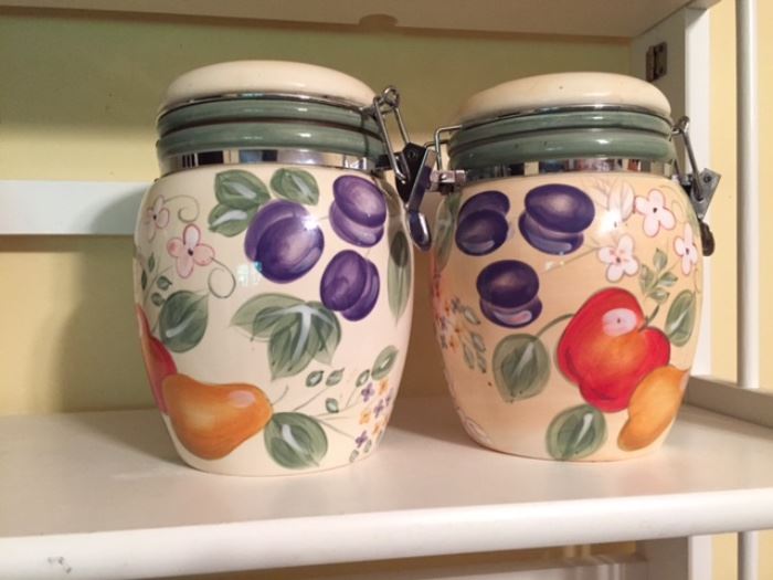 Pair of fruit pattern canisters
