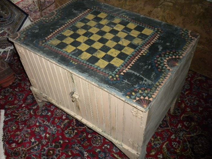 PRIMITIVE GAME TABLE ON CHEST