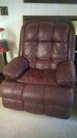 Burgundy Leather like recliner 