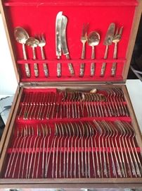 HUGE set of gold wash flatware from India