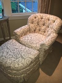 Charles Stuart and Co. comfy arm chair and ottoman