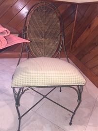 4 iron & woven side chairs