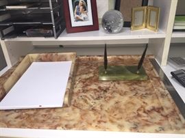 Marble look desk pad & paper holder