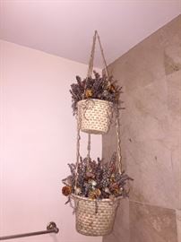 2 tier woven basket w/dried flowers