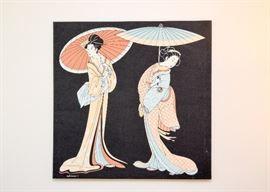Japanese Geishas Fabric Wall Hanging 