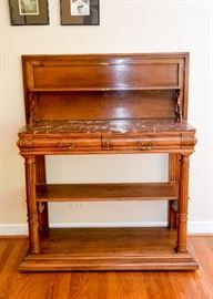 BUY IT NOW!  Lot #404, Vintage French Flip-Top Sideboard with Marble Top (Approx. 43" L x 18" W x 36-1/2" H to Marble Top, Piece is 54-1/4" H with Top Up), Very Good Condition, $500