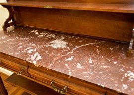 BUY IT NOW!  Lot #404, Vintage French Flip-Top Sideboard with Marble Top (Approx. 43" L x 18" W x 36-1/2" H to Marble Top, Piece is 54-1/4" H with Top Up), Very Good Condition, $500