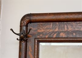 SOLD-Lot #405, Antique Tiger Oak Hall Tree (Approx. 30-1/2" L x 18" W x 77-1/2" H), $300