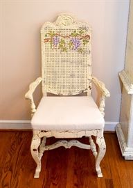 BUY IT NOW!  Lot #408, French Country Painted Crackle Finish Dining Table with 2 Captains Chairs & 6 Side Chairs, Comes with 2 Leaves (Approx. 66" L x 44" W x 30" H, Leaves add 18" each), $500