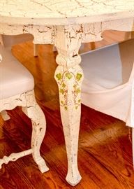 BUY IT NOW!  Lot #408, French Country Painted Crackle Finish Dining Table with 2 Captains Chairs & 6 Side Chairs, Comes with 2 Leaves (Approx. 66" L x 44" W x 30" H, Leaves add 18" each), $500