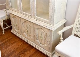 BUY IT NOW!  Lot #409, French Country Painted Crackle Finish China Cabinet (Approx. 51" L x 16" W x 77" H, Leaves add 18" each), $250