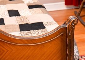 BUY IT NOW!  Lot #412, Gorgeous 4-Piece Vintage Art Deco Bedroom Set (Includes Full Size Bed, Vanity, Lowboy Dresser w Mirror & Highboy Dresser), $1,800