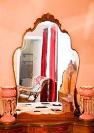 BUY IT NOW!  Lot #412, Gorgeous 4-Piece Vintage Art Deco Bedroom Set (Includes Full Size Bed, Vanity, Lowboy Dresser w Mirror & Highboy Dresser), $1,800