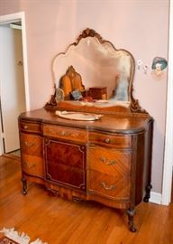 BUY IT NOW!  Lot #412, Gorgeous 4-Piece Vintage Art Deco Bedroom Set (Includes Full Size Bed, Vanity, Lowboy Dresser w Mirror & Highboy Dresser), $1,800