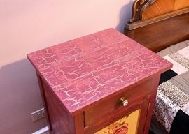 BUY IT NOW!  Lot #414, Red Painted Nightstand (Crackle Finish), $50