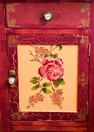 BUY IT NOW!  Lot #414, Red Painted Nightstand (Crackle Finish), $50