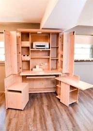 BUY IT NOW!  Lot #418, Light Wood Tone Office / Desk Cabinet / Armoire (Approx. 41-1/2" L x 23" W x 73-1/2" H), $200