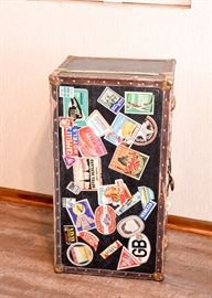 Vintage Trunk with Travel Stickers