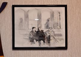 Original Framed Artwork, Signed (3 Women)