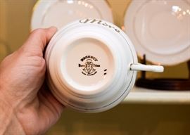 French Script Teacups (Father & Mother), Regency Bone China, England