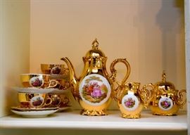 Porcelain & Gold Hand Painted Tea Set