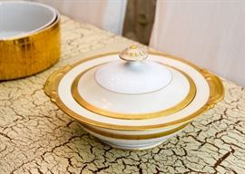 White & Gold Covered Serving Dish