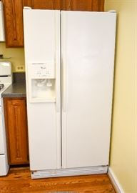 BUY IT NOW!  Lot #420, White Whirlpool Side-by-Side Refrigerator / Freezer (Approx. 33" W x 30" D x 66" H), $150