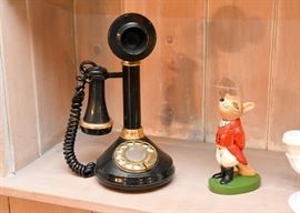 Vintage Style Rotary Telephone, Fox Figurine