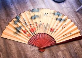 Large Asian Hand Painted Fan 