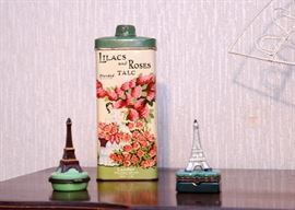 Vintage Powder Tin & Eiffel Tower Pill Boxes