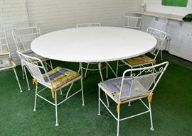 Iron Patio / Porch Dining Table & Chairs (Particle Board Top) 