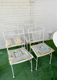 Iron Patio / Porch Dining Table & Chairs (Particle Board Top) 