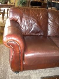 Benchmark Leather couch/sofa nailhead trim sofa/couch, chair & ottoman