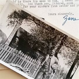 Signed Letter from Zane Grey and Original Photo..