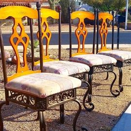Heavy Iron Chairs, with Matching Dining Table 