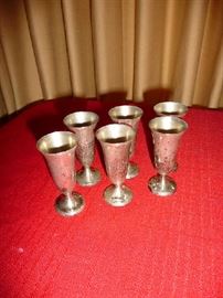 6 SMALL STERLING GOBLETS