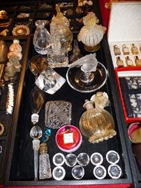 PERFUME BOTTLES, GLASS BUTTONS