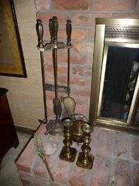FIREPLACE TOOLS, BRASS PIECES