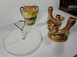 SILVERCREST / CANDLE HOLDERS / PAINTED VASE