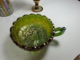 GREEN CARNIVAL GLASS FINGER BOWL