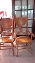 OAK PRESSED BACK CHAIRS